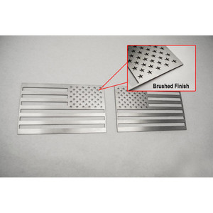 2pc Brushed Stainless Steel Flag Emblems