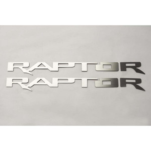 2pc Brushed Stainless Steel Running Board Letters for 2017-18 Ford F-150 Raptor