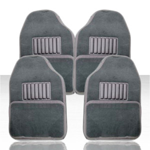 Set of 4 Universal Front and Rear Floor Mats - Light Charcoal w/Heel Pad