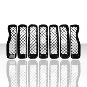7pc Grille Overlay for 2018-2021 Jeep Wrangler JL - Gloss Black