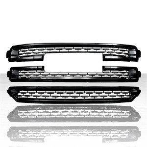 3pc Grille Overlay for 2018 GMC Sierra 1500 SLT - Gloss Black