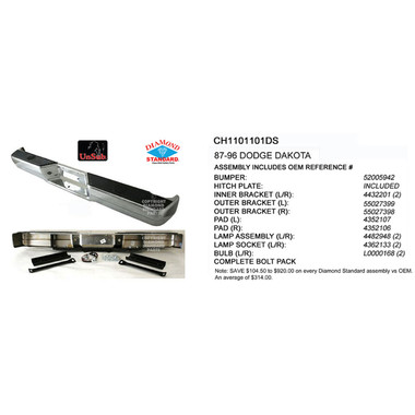 Upgrade Your Auto | Replacement Bumpers and Roll Pans | 87-96 Dodge Dakota | CRSHX01974