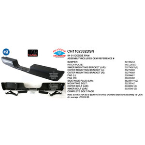 Upgrade Your Auto | Replacement Bumpers and Roll Pans | 94-02 Dodge RAM 1500 | CRSHX01981