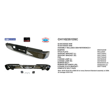 Upgrade Your Auto | Replacement Bumpers and Roll Pans | 03-08 Dodge RAM 1500 | CRSHX01988