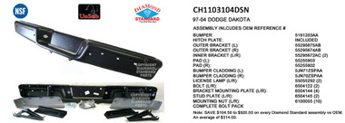Upgrade Your Auto | Replacement Bumpers and Roll Pans | 97-04 Dodge Dakota | CRSHX01997