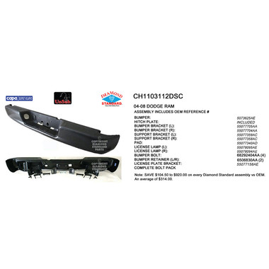 Upgrade Your Auto | Replacement Bumpers and Roll Pans | 04-08 Dodge RAM 1500 | CRSHX02006