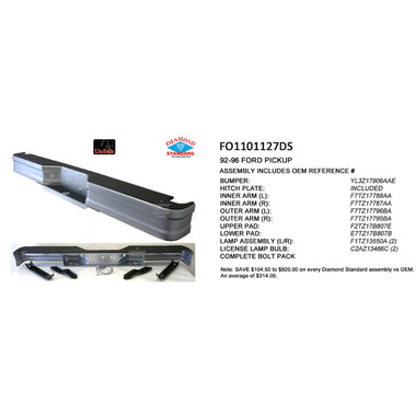 Upgrade Your Auto | Replacement Bumpers and Roll Pans | 92-96 Ford F-150 | CRSHX04687