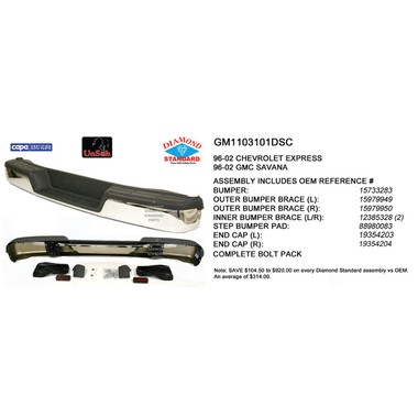 Upgrade Your Auto | Replacement Bumpers and Roll Pans | 96-21 Chevrolet Express | CRSHX08581