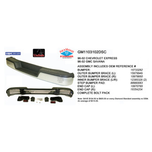 Upgrade Your Auto | Replacement Bumpers and Roll Pans | 96-21 Chevrolet Express | CRSHX08583