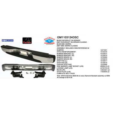 Upgrade Your Auto | Replacement Bumpers and Roll Pans | 99-07 Chevrolet Silverado 1500 | CRSHX08593