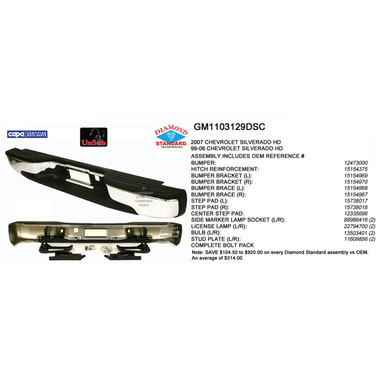 Upgrade Your Auto | Replacement Bumpers and Roll Pans | 01-07 Chevrolet Silverado 1500 | CRSHX08595