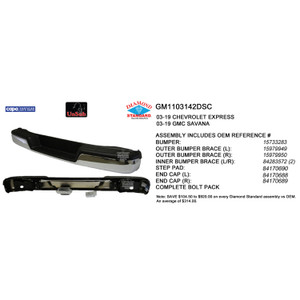 Upgrade Your Auto | Replacement Bumpers and Roll Pans | 96-21 Chevrolet Express | CRSHX08600