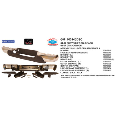 Upgrade Your Auto | Replacement Bumpers and Roll Pans | 04-07 GMC Canyon | CRSHX08605