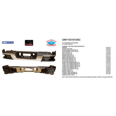 Upgrade Your Auto | Replacement Bumpers and Roll Pans | 15-22 GMC Canyon | CRSHX08619