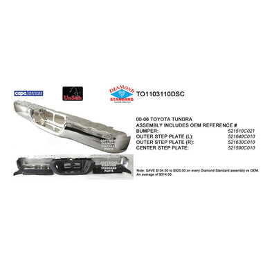 Upgrade Your Auto | Replacement Bumpers and Roll Pans | 00-06 Toyota Tundra | CRSHX25529