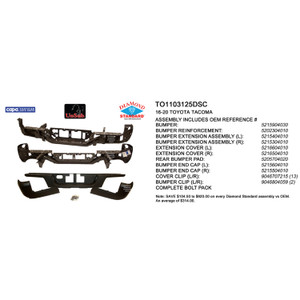 Upgrade Your Auto | Replacement Bumpers and Roll Pans | 16-21 Toyota Tacoma | CRSHX25541
