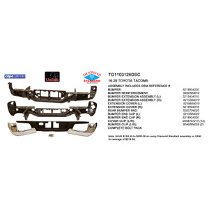 Upgrade Your Auto | Replacement Bumpers and Roll Pans | 16-21 Toyota Tacoma | CRSHX25543