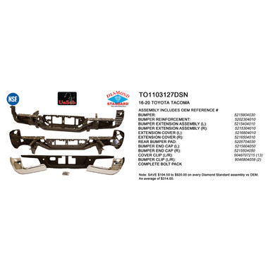 Upgrade Your Auto | Replacement Bumpers and Roll Pans | 16-21 Toyota Tacoma | CRSHX25546