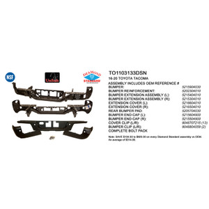 Upgrade Your Auto | Replacement Bumpers and Roll Pans | 16-21 Toyota Tacoma | CRSHX25550