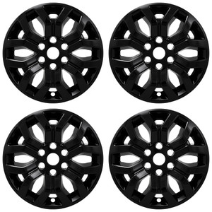 Set of 4 18" 6 Y Spoke Wheel Skins for 2021-2023 Ford F-150 Lariat - Gloss Black