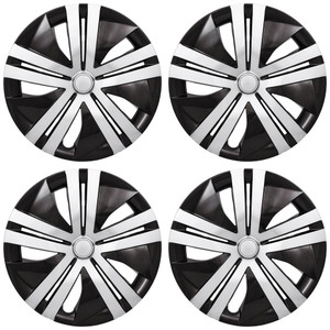 Set of 4 16" 10 Spoke Wheel Covers for 2018-2023 Nissan Leaf S - Silver & Black