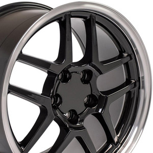 18" Black Rear Wheel w/Machined Lip for 1988-2004 Chevy Corvette - RVO0057