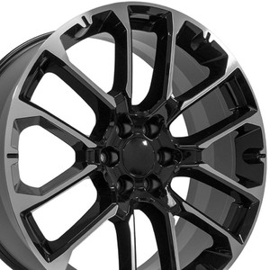 24" Machined Black Wheel for 1999-2023 Chevy Silverado 1500 - RVO2511