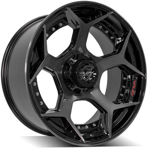 22" Gloss Black 2WD Wheel w/Brushed Face for 1992-1999 GMC Yukon - RVO2903