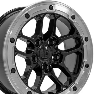 17" Gloss Black Wheel w/Milled Ring for 2007-2023 Jeep Wrangler - RVO4383