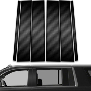 6pc Carbon Fiber Pillar Post Covers for 2015-2020 Cadillac Escalade ESV