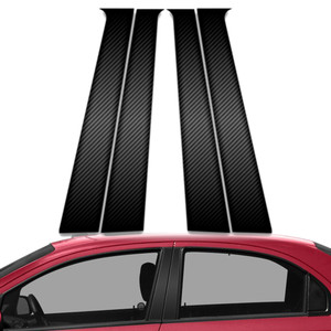 4pc Carbon Fiber Pillar Post Covers for 2009-2011 Chevrolet Aveo Sedan