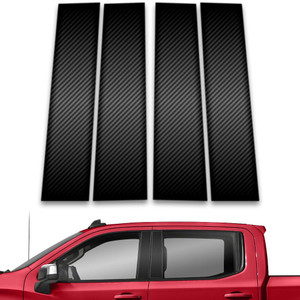 4pc Carbon Fiber Pillar Post Covers for 19-23 Chevy Silverado 1500 Crew/Dbl Cab