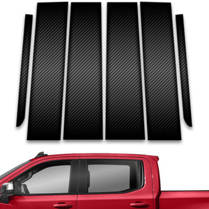 6pc Carbon Fiber Pillar Post Covers for 19-23 Chevy Silverado 1500 Crew/Dbl Cab