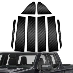 8pc Carbon Fiber Pillar Post Covers for 19-23 Chevy Silverado 1500 Crew/Dbl Cab