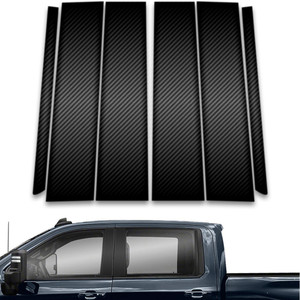 6pc Carbon Fiber Pillar Post Covers for 20-23 Chevy Silverado 2500 Crew/Dbl Cab