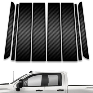 8pc Carbon Fiber Pillar Post Covers for 20-23 Chevy Silverado 2500 Crew/Dbl Cab