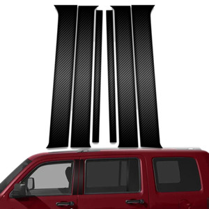 6pc Carbon Fiber Pillar Post Covers for 2008-2023 Jeep Liberty