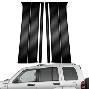 6pc Carbon Fiber Pillar Post Covers for 2002-2007 Jeep Liberty