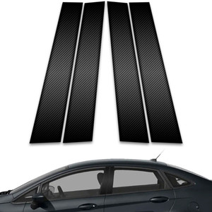 4pc Carbon Fiber Pillar Post Covers for 2011 Ford Fiesta Sedan
