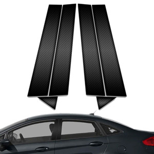 6pc Carbon Fiber Pillar Post Covers for 2011 Ford Fiesta Sedan