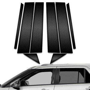 8pc Carbon Fiber Pillar Post Covers w/Keypad Cutout for 2011-2019 Ford Explorer