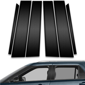 8pc Carbon Fiber Pillar Post Covers for 2011-19 Ford Explorer