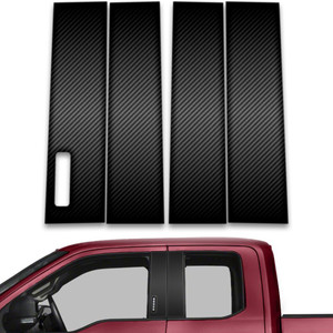 4pc Carbon Fiber Pillar Post Covers w/Keypad for 2015-22 Ford F-150 Crew/Ext Cab