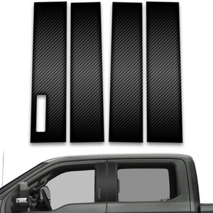 4pc Carbon Fiber Pillar Post Covers w/Keypad for 17-23 Ford Super Duty Crew Cab