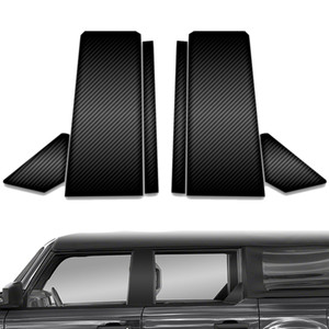 6pc Carbon Fiber Pillar Post Covers for 2021-2023 Ford Bronco (Not Sport)