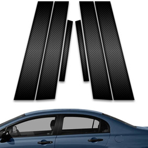 6pc Carbon Fiber Pillar Post Covers for 2006-2011 Honda Civic