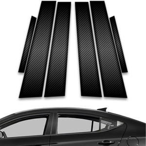 6pc Carbon Fiber Pillar Post Covers for 2016-2020 Hyundai Elantra Sedan