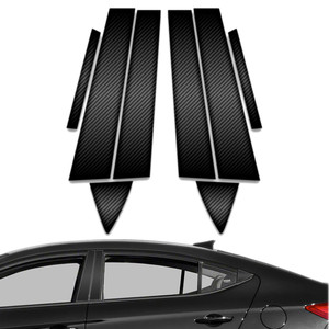 8pc Carbon Fiber Pillar Post Covers for 2016-2020 Hyundai Elantra Sedan