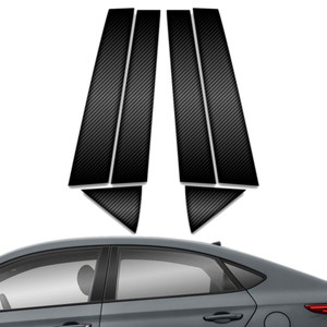 6pc Carbon Fiber Pillar Post Covers for 2018-2023 Hyundai Accent Sedan