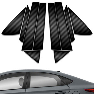 10pc Carbon Fiber Pillar Post Covers for 2018-2023 Hyundai Accent Sedan